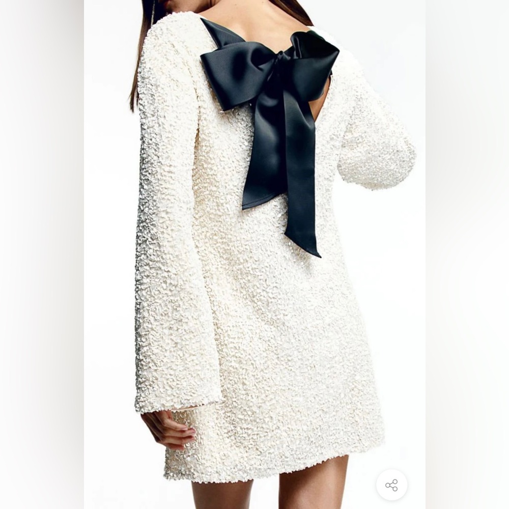 H&M Sequin Tie-Back Dress w/ Bow XS